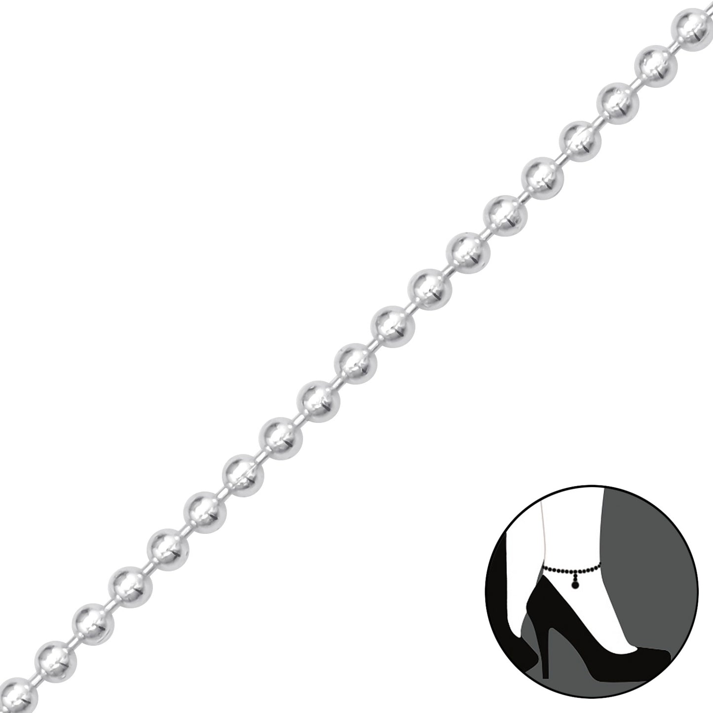 Ball Chain Anklet – 925 Sterling Silver | Belumiee