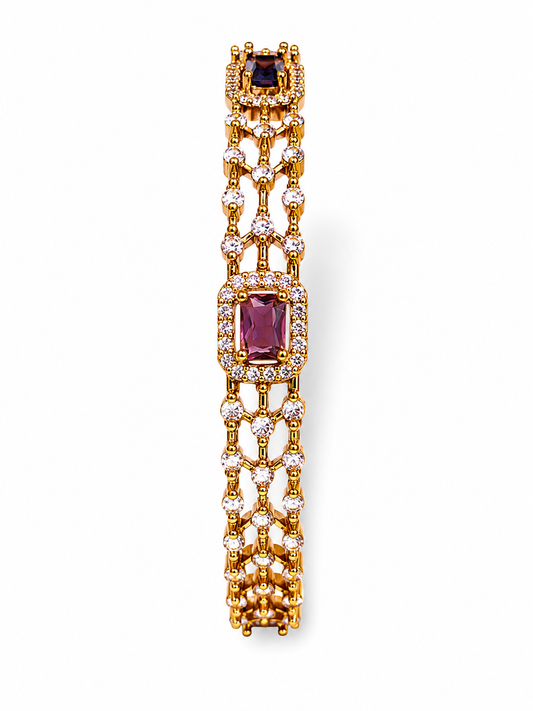 Elegant Celestia Royale AD bangles by Belumiee, featuring intricate designs and a polished gold finish.