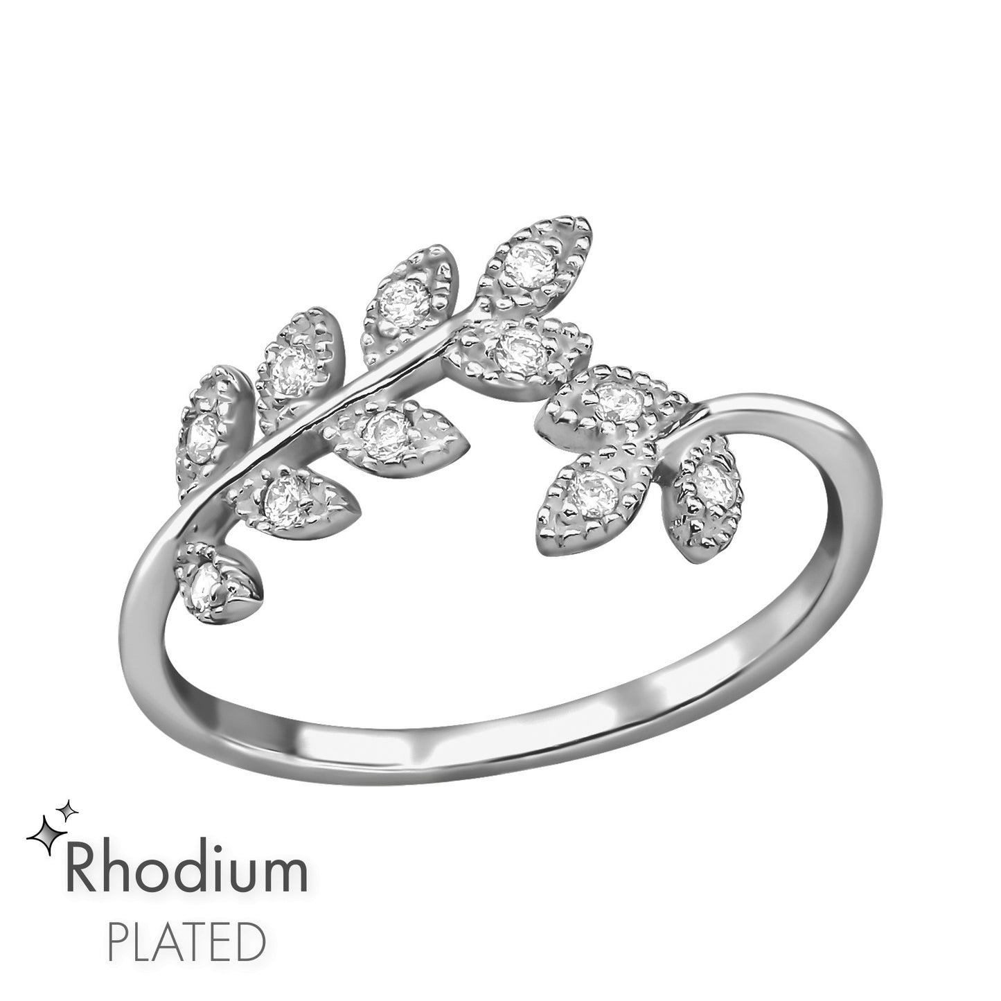Branch Ring with Cubic Zirconia – 925 Sterling Silver | Belumiee