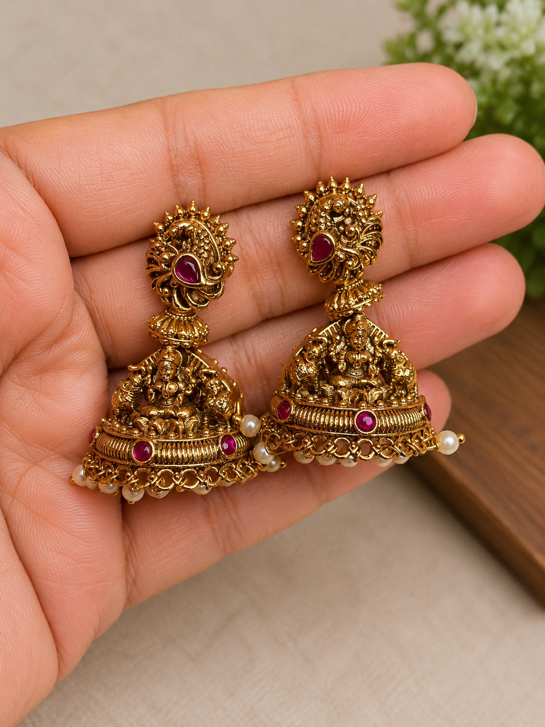 Royal Lakshmi Temple Jhumka Earrings
