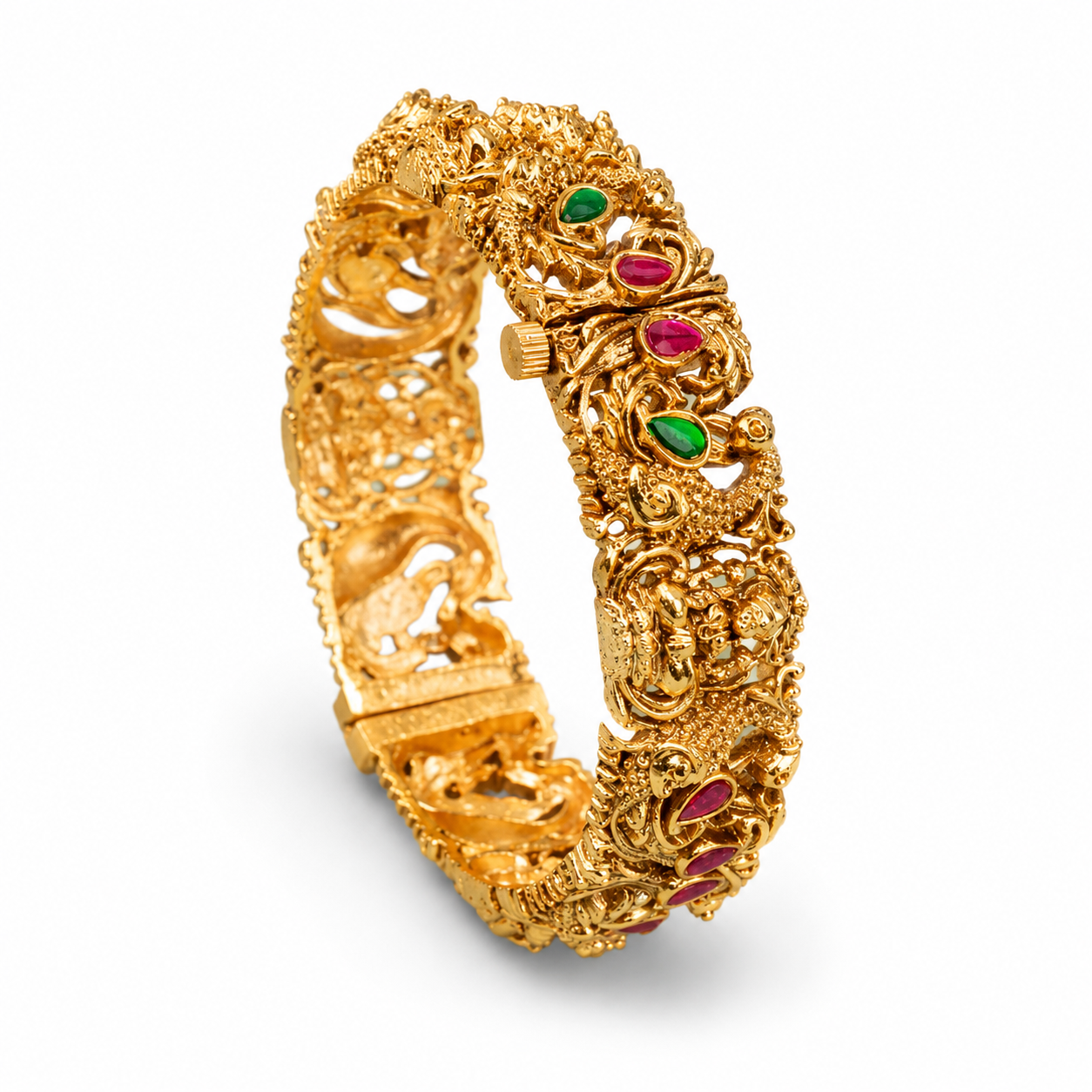 Vasundhara Antique Peacock Kada Bangle