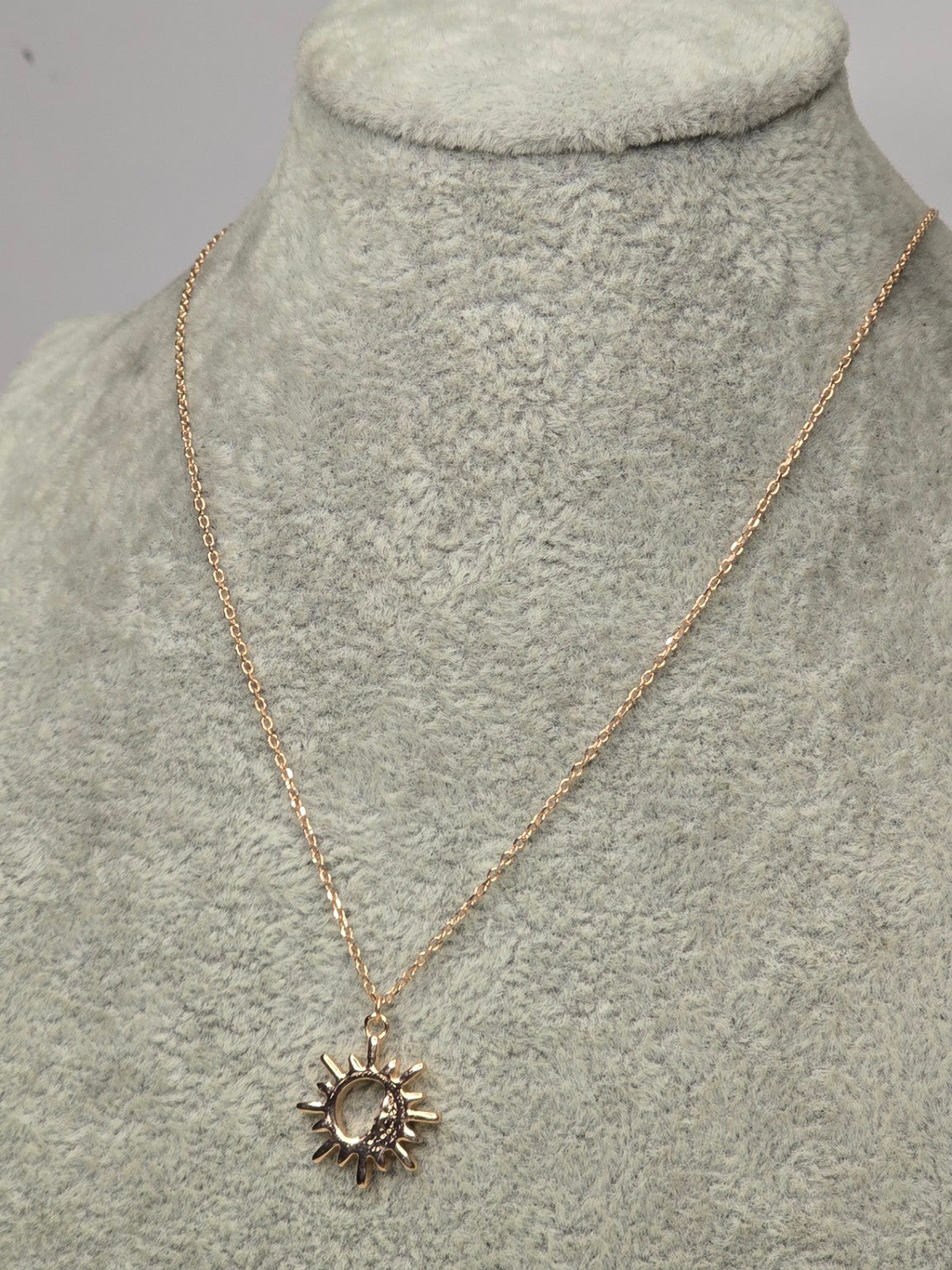 Rose gold Sun Pendant Necklace in 925 sterling silver – alternate full view.