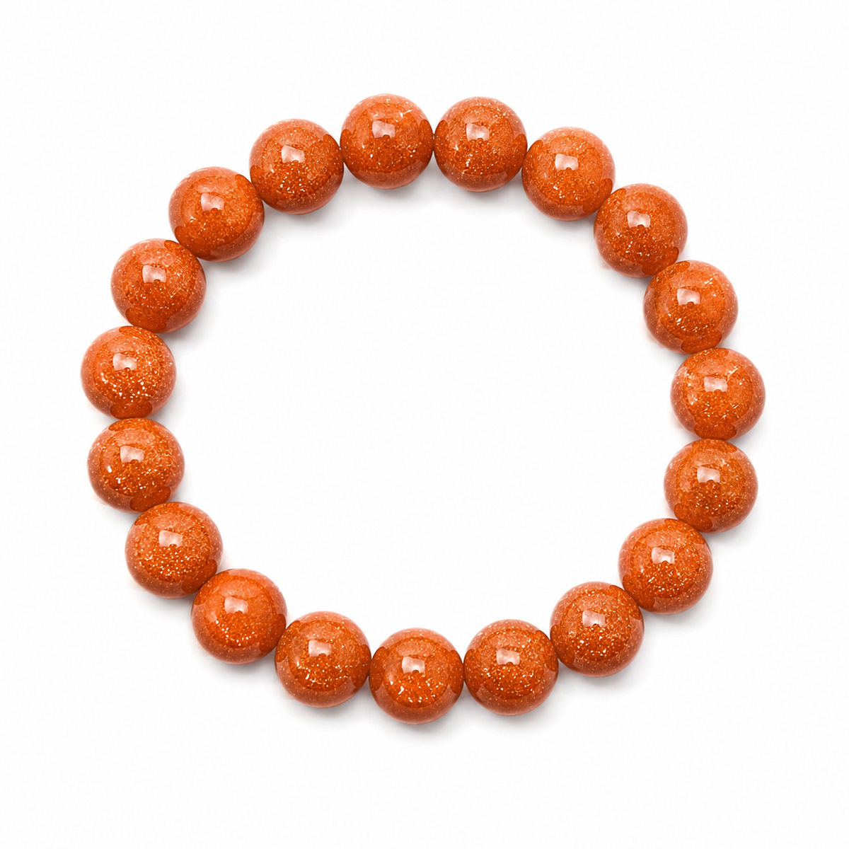 Orange glitter round bead stretch bracelet