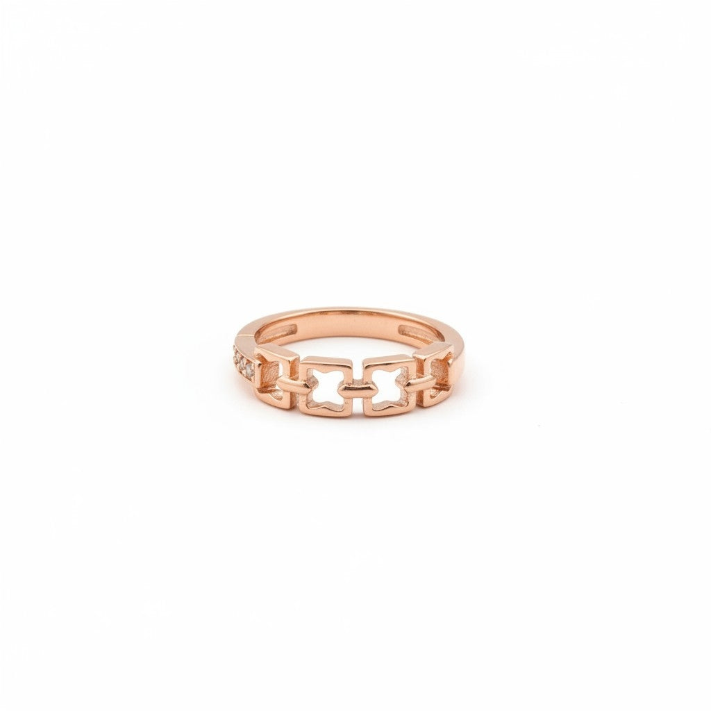 Chain Link Pave Ring - 925 Sterling Silver | Belumiee