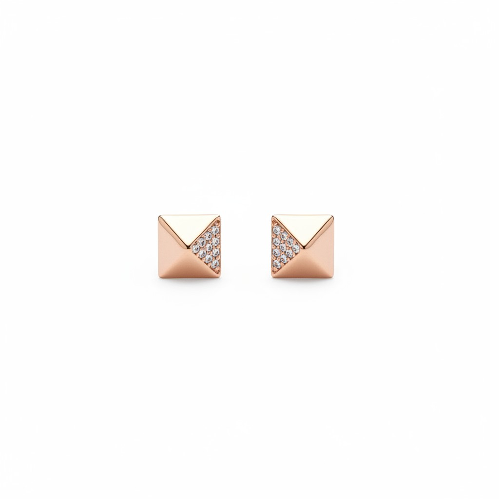 Sterling silver pyramid-shaped stud earrings by Belumiee, featuring a sleek geometric design for elegant everyday wear.