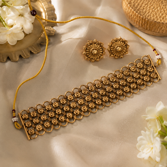 Royal Blossom Antique Choker Set | Indian Imitation Jewellery