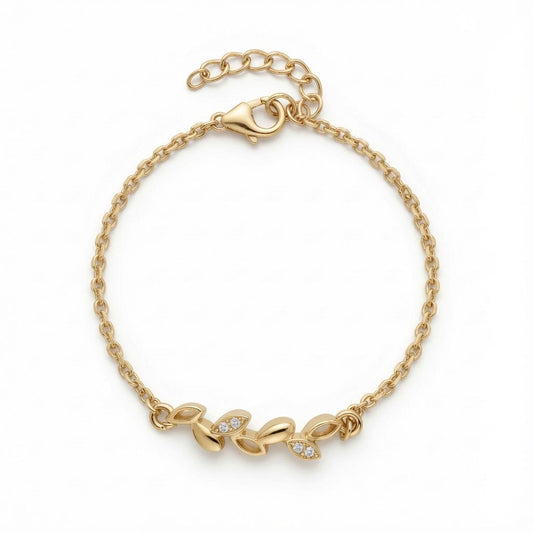 Gold-finish Dainty Leaf Bracelet in 925 sterling silver.