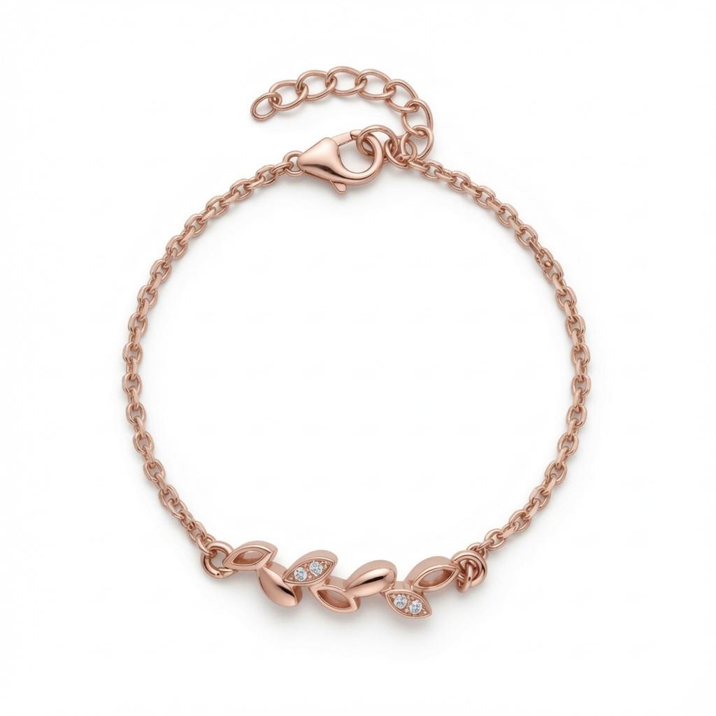 Dainty leaf bracelet made of 925 sterling silver featuring delicate leaf charms, designed by Belumiee.