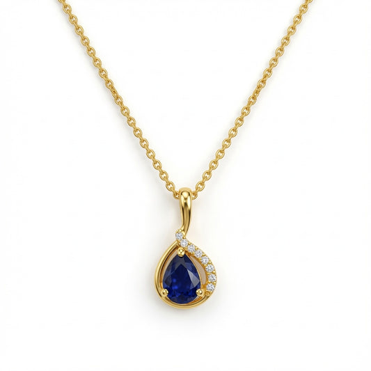 Blue Drop Pendant Necklace – 925 Sterling Silver | Belumiee