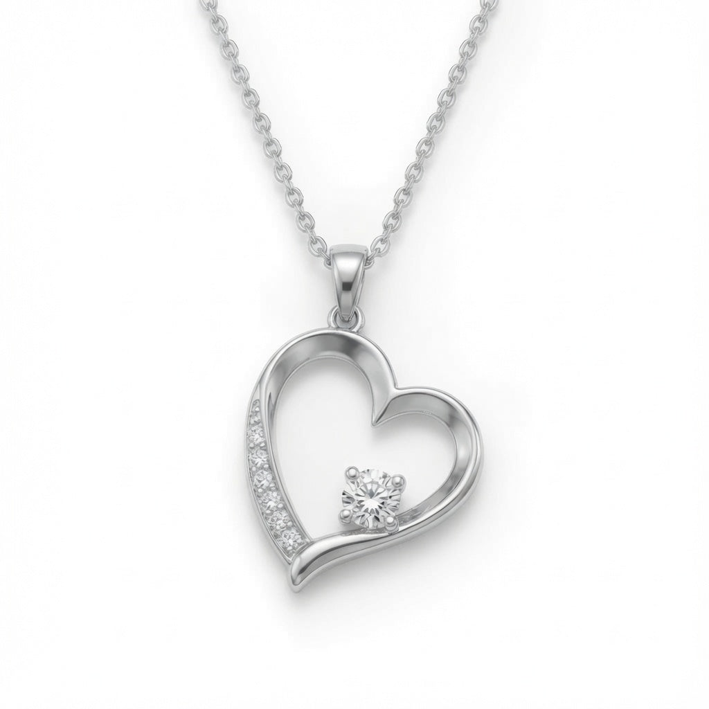 Sterling silver heart pendant necklace by Belumiee, featuring a delicate heart-shaped charm on a fine chain.