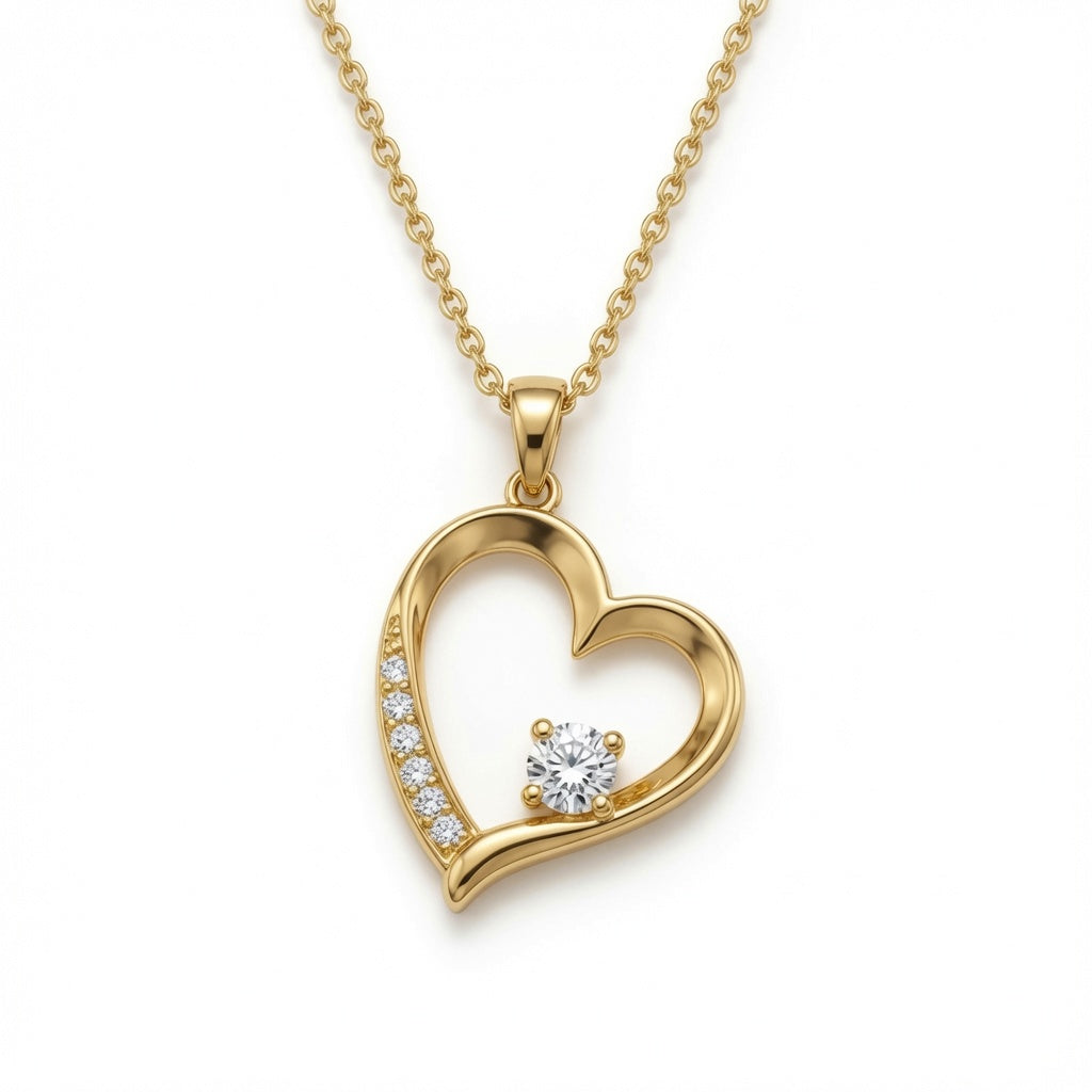 Sterling silver heart pendant necklace by Belumiee, featuring a delicate chain and a polished heart-shaped charm.