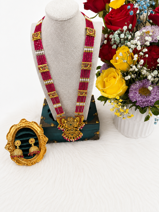 Majesty Pink Pearl Haram Set | Indian Imitation Jewellery