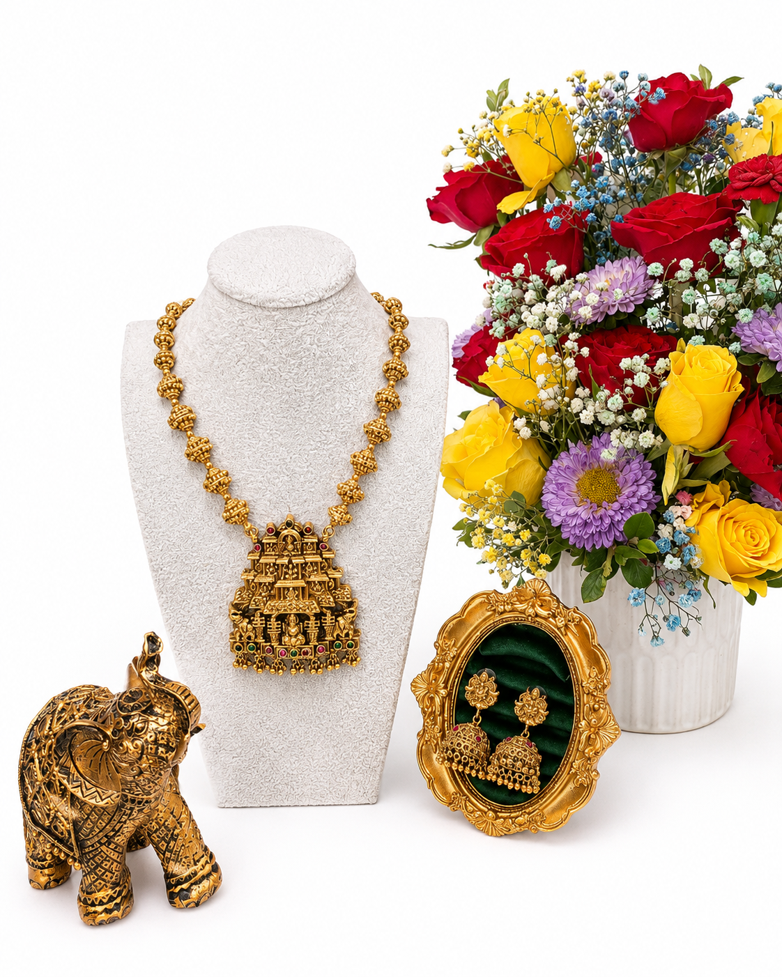 Divine Temple Heritage Long Necklace Set | Indian Imitation Jewellery