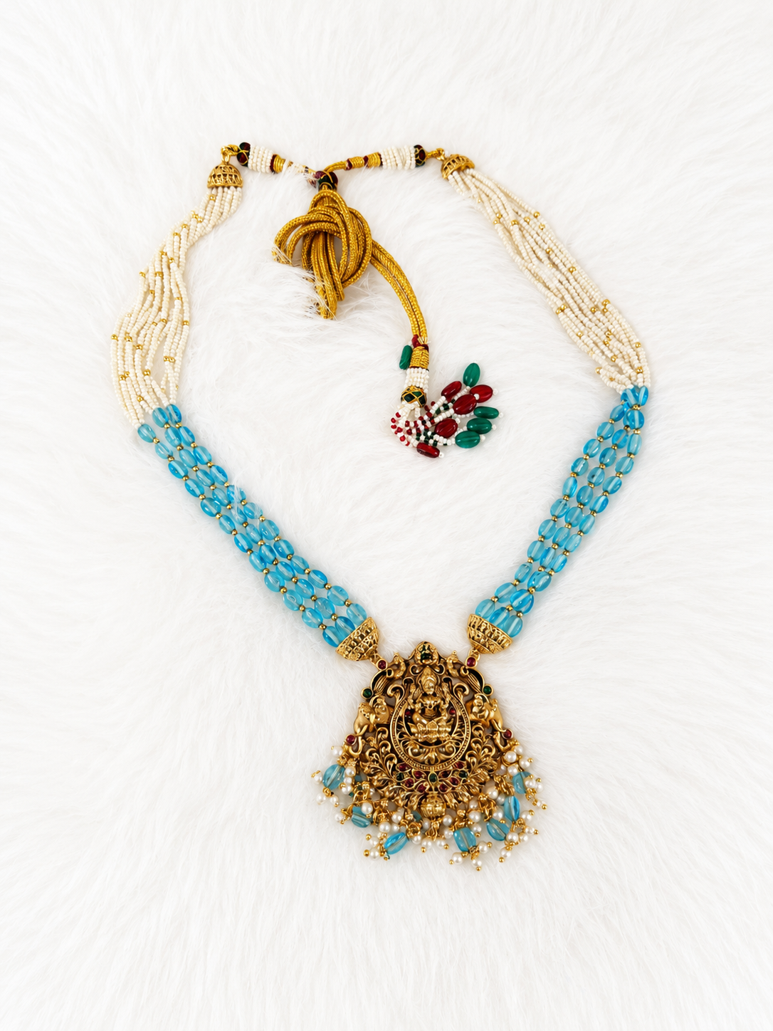 Aqua Pearl Lakshmi Haram Set | Indian Imitation Jewellery