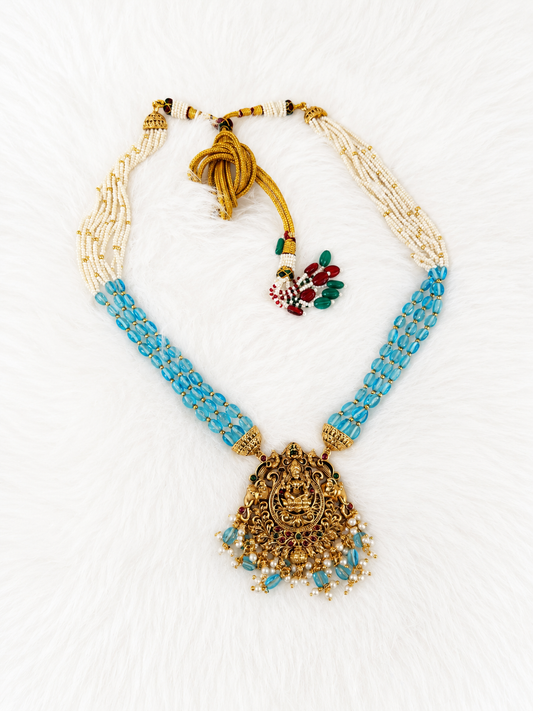 Aqua Pearl Lakshmi Haram Set | Indian Imitation Jewellery