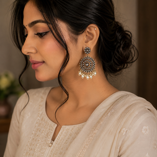 Pearl Radiance Chandbali Earrings