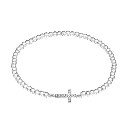 Sterling silver bracelet with cubic zirconia accents by Belumiee, featuring a sleek and elegant design.