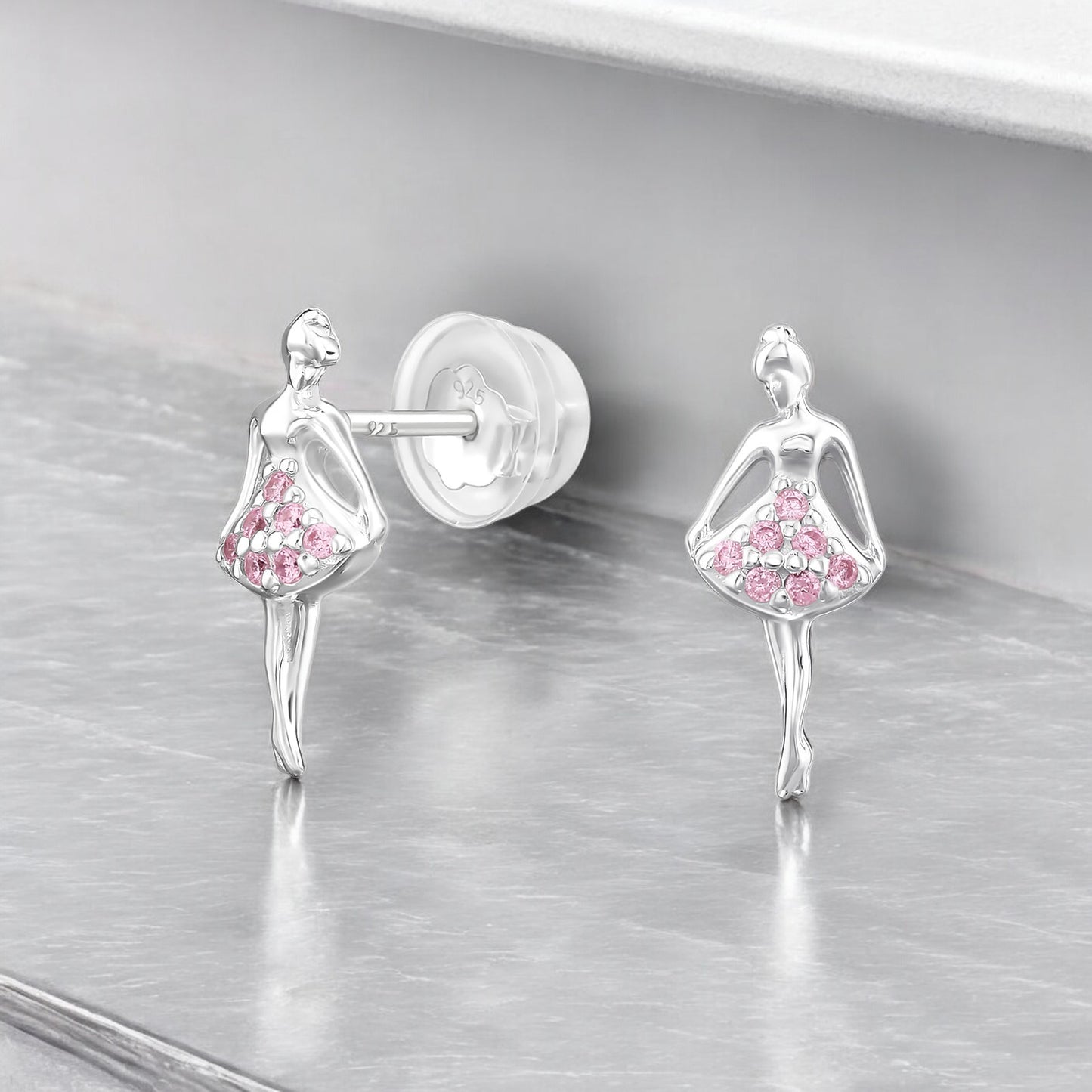 Kids Ballerina Ear Studs – 925 Sterling Silver | Belumiee