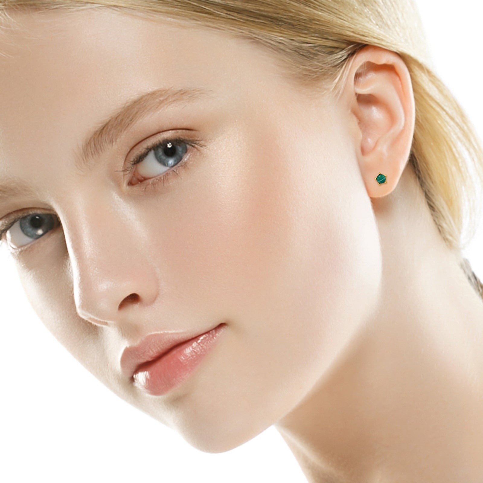 Gold plated natural stone ear studs in sterling silver with ring design by Belumiee, showcasing elegant jewelry craftsmanship.