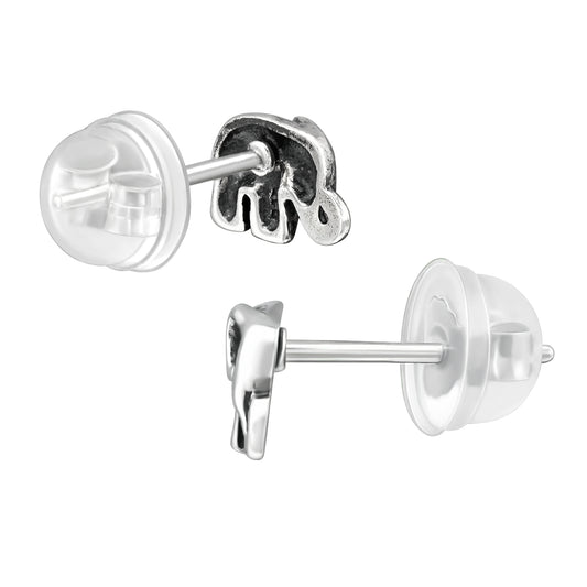 Kids elephant ear stud earrings in 925 sterling silver by Belumiee, featuring cute elephant designs for children.