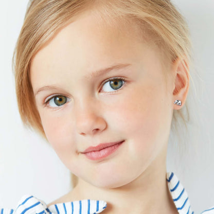 Kids elephant ear stud earrings in 925 sterling silver with a cute elephant design, by Belumiee.