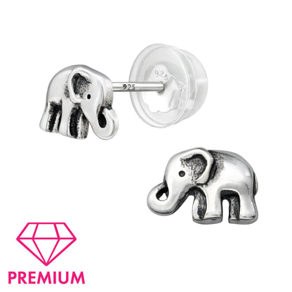 Kids elephant ear stud earrings in 925 sterling silver with a cute elephant design, by Belumiee.