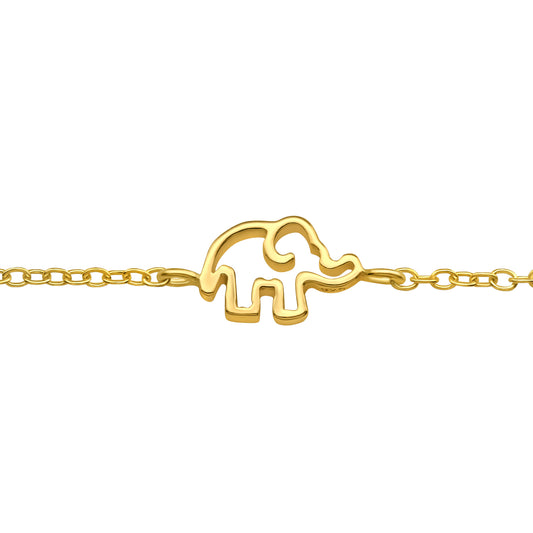 Sterling silver elephant bracelet by Belumiee featuring detailed elephant charms on a delicate chain.