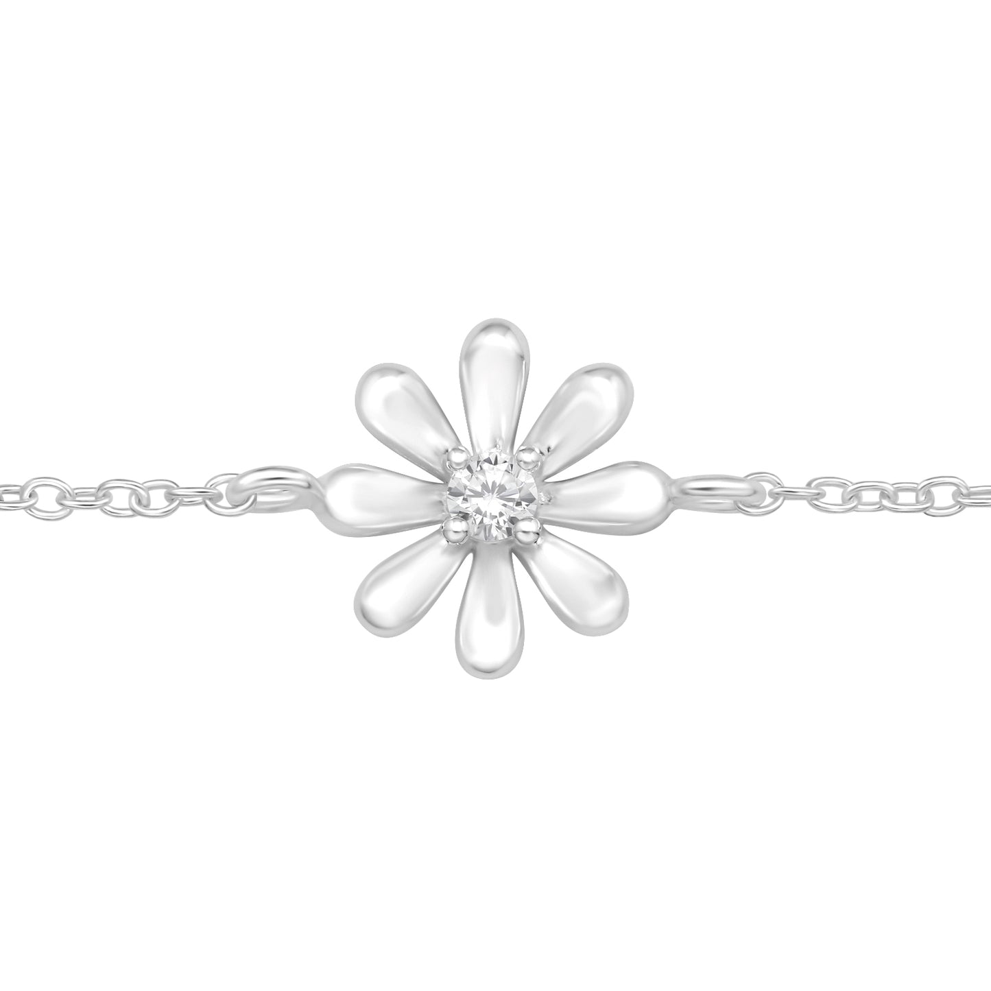 Flower Bracelet with Cubic Zirconia – 925 Sterling Silver | Belumiee