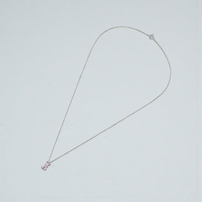 Kids rabbit necklace in 925 sterling silver featuring a cute pink rabbit pendant, designed for children by Belumiee.