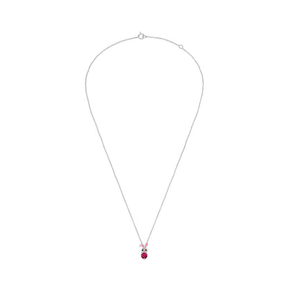 Kids rabbit necklace by Belumiee, 925 sterling silver with pink epoxy, cubic zirconia, and crystal, featuring a cute rabbit pendant.