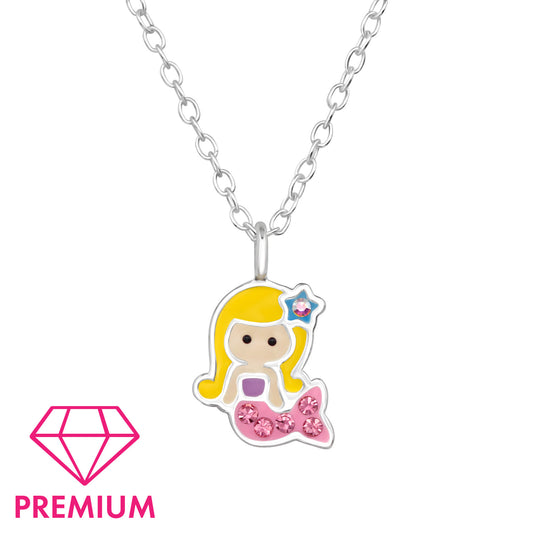 Kids Mermaid Necklace with Crystal – 925 Sterling Silver | Belumiee