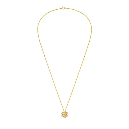 Gold plated Plumeria necklace by Belumiee featuring 925 sterling silver, 45cm chain with floral design.