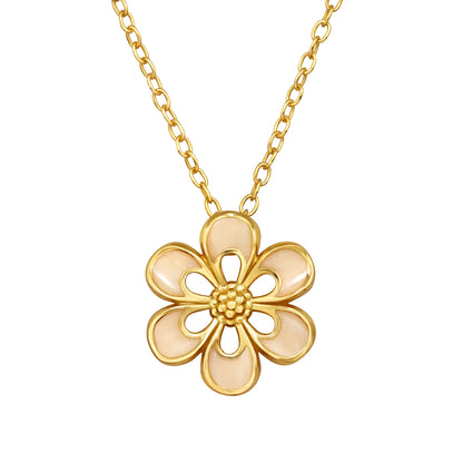 Gold-plated Plumeria necklace by Belumiee, featuring 925 sterling silver and a floral design, adjustable 45cm length.