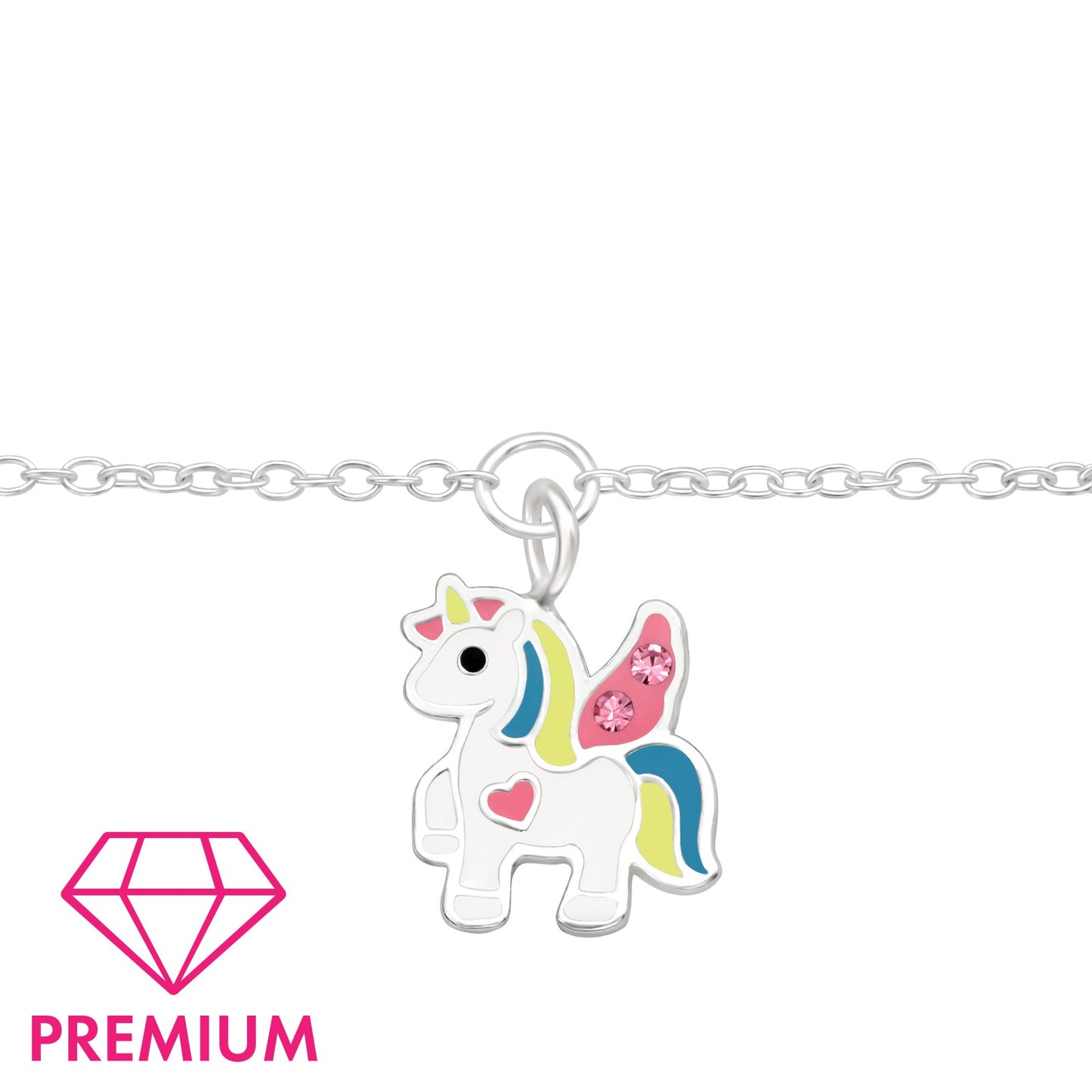 Kids Unicorn Bracelet with Crystal – 925 Sterling Silver | Belumiee