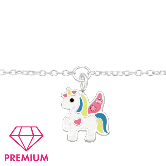 Kids Unicorn Bracelet with Crystal – 925 Sterling Silver | Belumiee