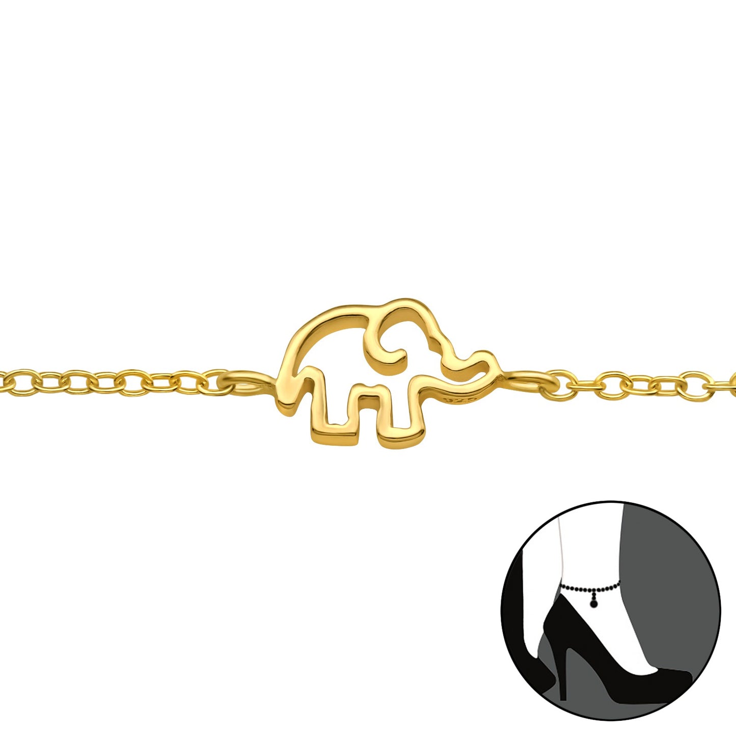 Elephant Anklet – 925 Sterling Silver | Belumiee