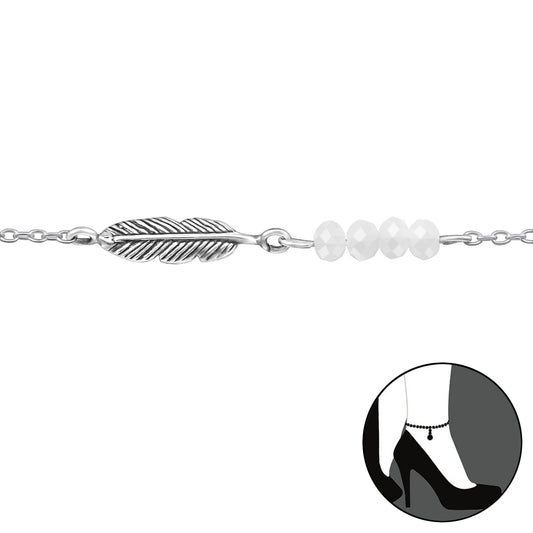 Silver Feather Anklet – 925 Sterling Silver | Belumiee