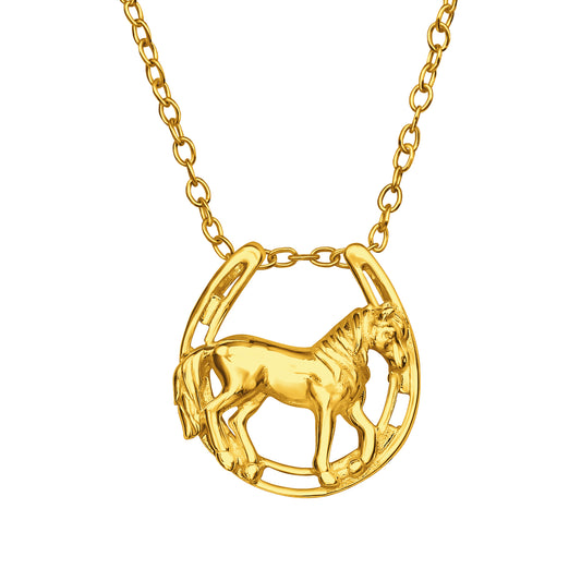 Horse & Horseshoe Necklace – 925 Sterling Silver | Belumiee