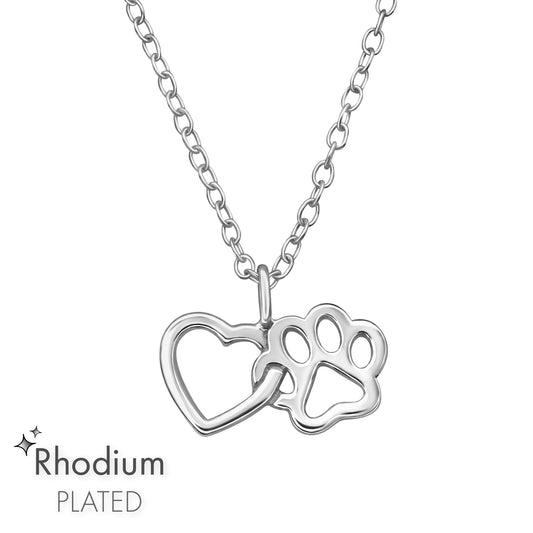 Heart & Paw Necklace – 925 Sterling Silver | Belumiee
