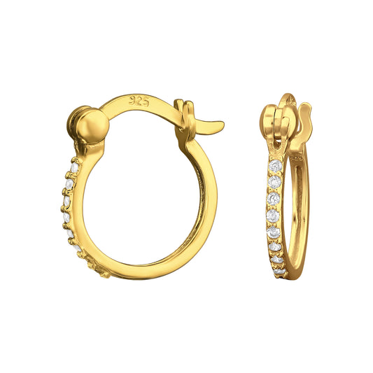French Lock Pavé Ear Hoops – 925 Sterling Silver | Belumiee