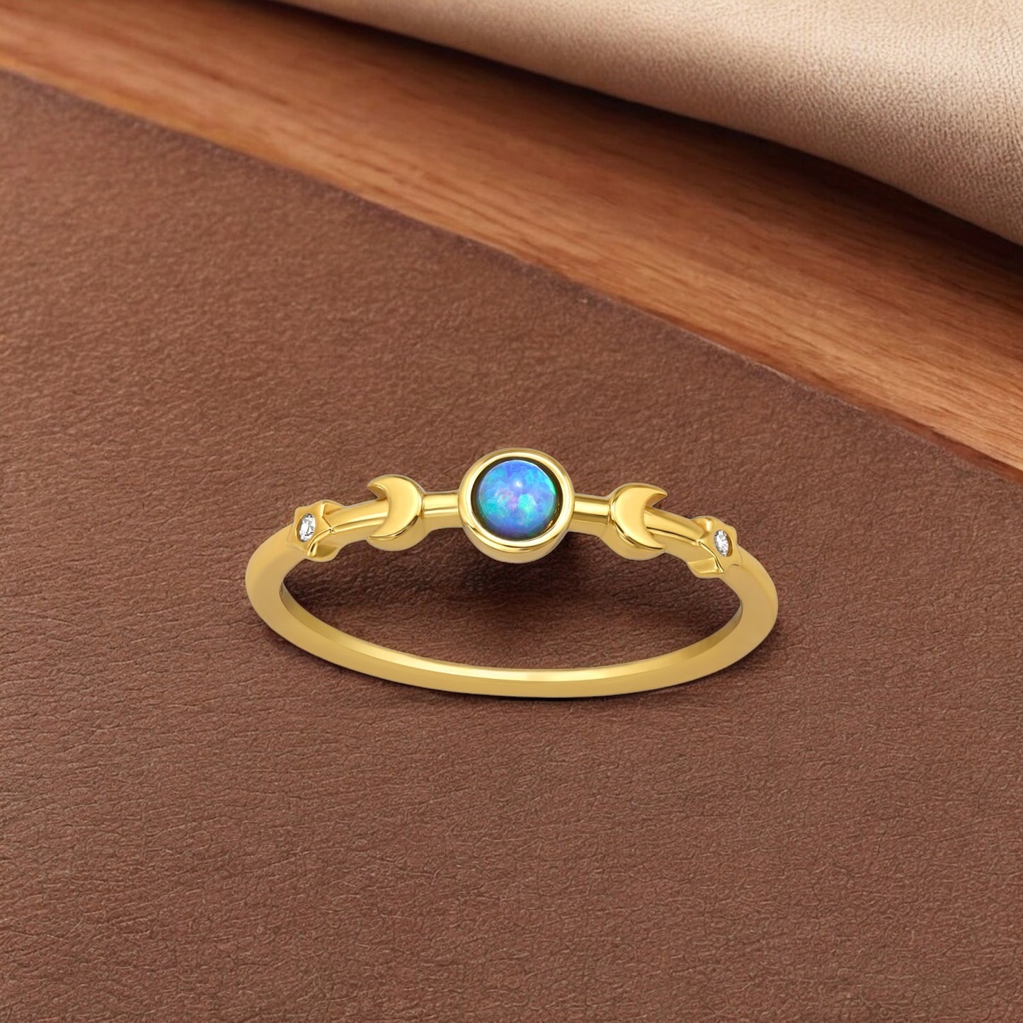 Sterling silver Triple Moon and Stars ring by Belumiee with celestial design and intricate details, showcasing a mystical aesthetic.