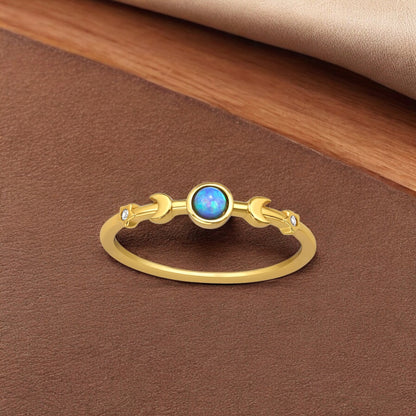 Sterling silver Triple Moon and Stars ring by Belumiee with celestial design and intricate details, showcasing a mystical aesthetic.