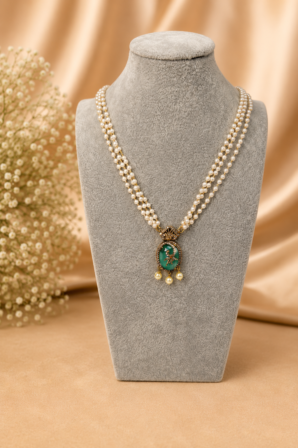 Elegant Royal Pearl Pendant Necklace Set by Belumiee featuring a classic pearl pendant on a delicate chain.