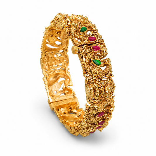 Vasundhara Antique Peacock Kada Bangle