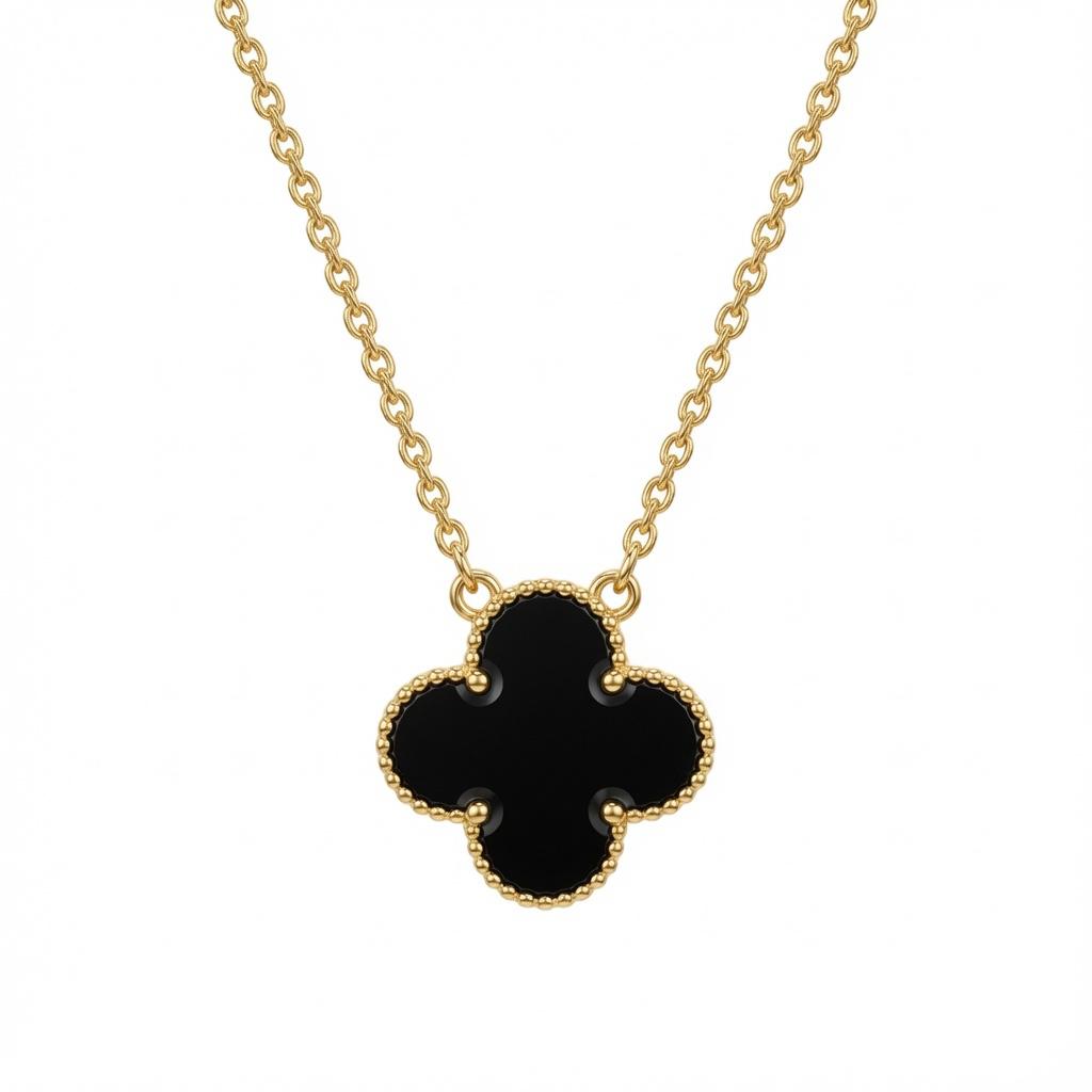 Sterling silver clover pendant necklace by Belumiee, featuring a delicate four-leaf clover charm on a fine chain.