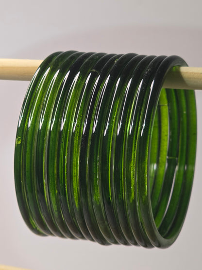 Dark Green plain transparent Jelly glass bangles