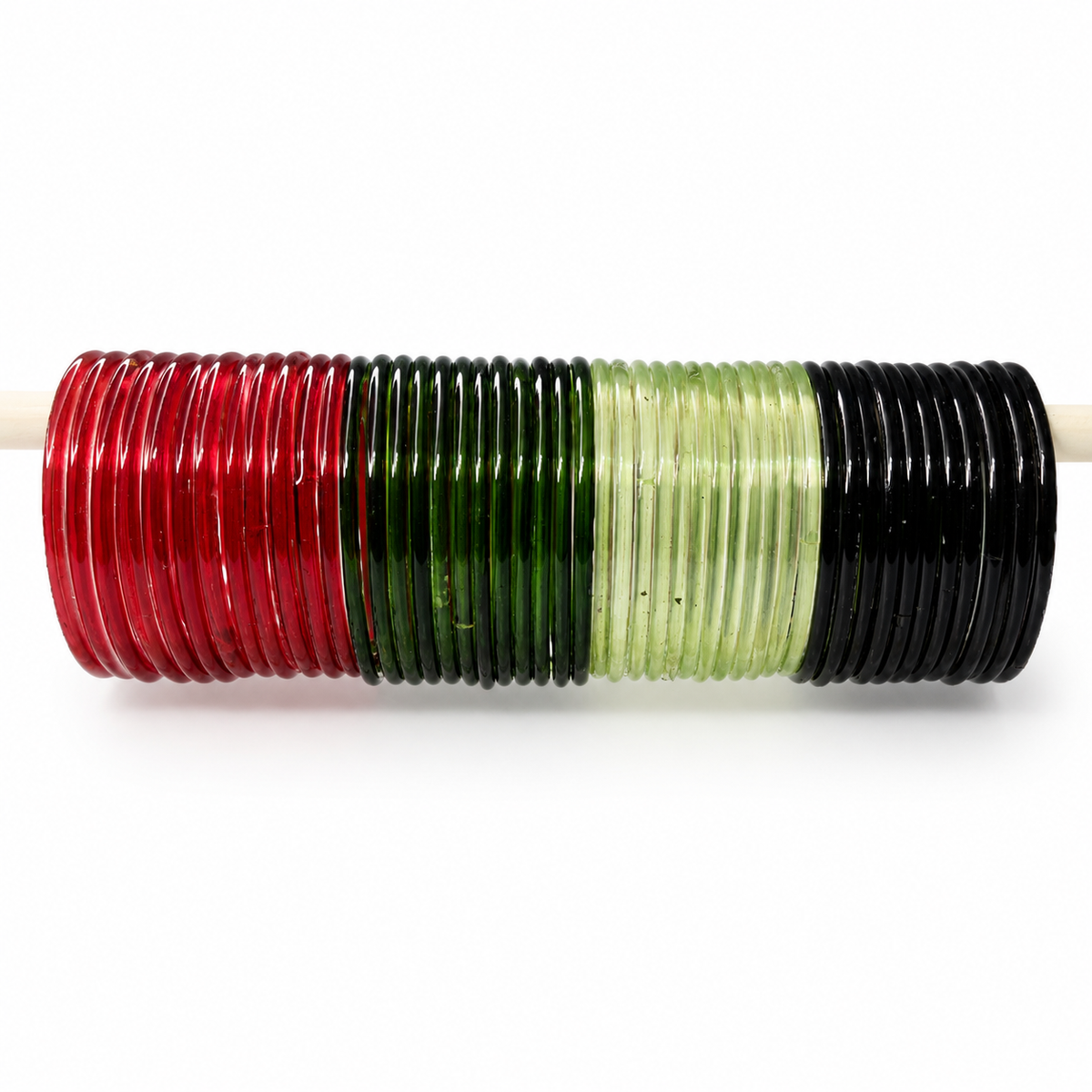 Plain Jelly glass bangles in Red, Dark Green, Pista and Black