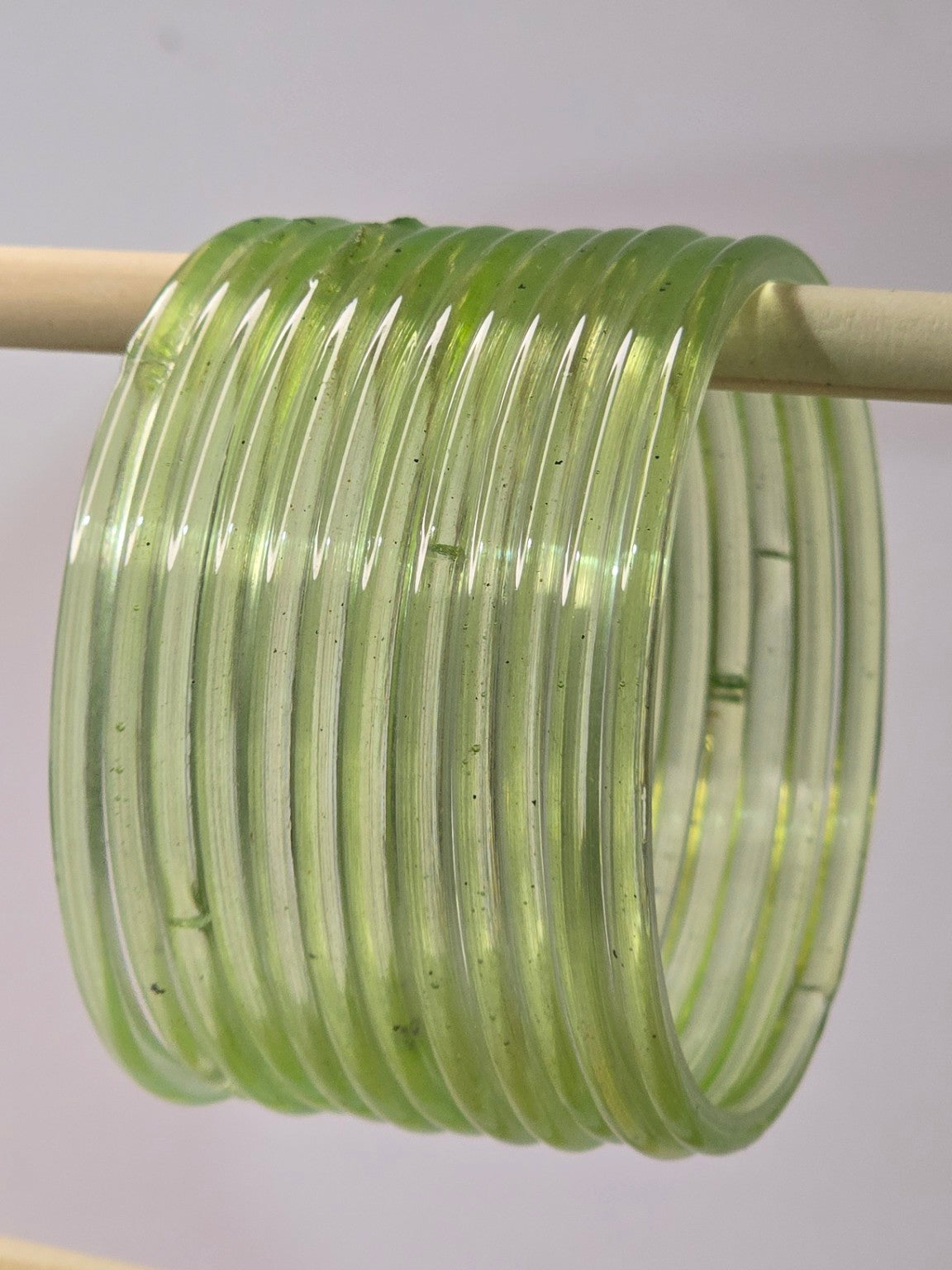 Pista pale-green plain transparent Jelly glass bangles