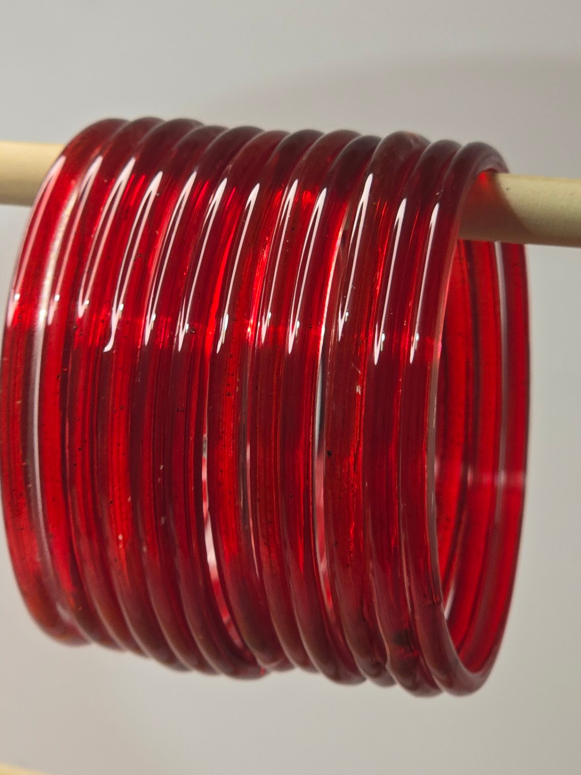 Red plain transparent Jelly glass bangles