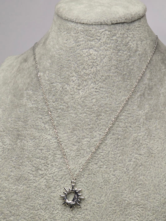 Silver Sun Pendant Necklace in 925 sterling silver – full view.